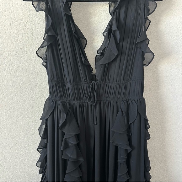 ULLA JOHNSON Florella Gown Noir Black Maxi Silk Gown Dress with Ruffles SZ US 8 - Picture 5 of 12